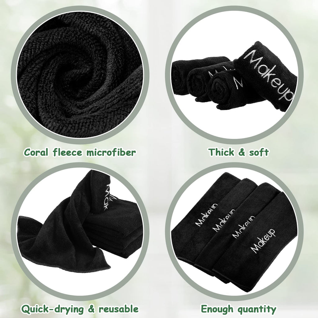 Shimeyao 20 Pack Makeup Towels Black Makeup Washcloths for Face Microfiber Remover Cloth 13x13 Inch Quick Dry Face Towels for Cleansing Hand
