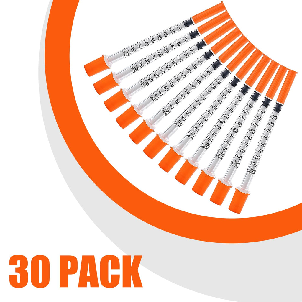 1CC Syringes with 31G 5/16"(8mm) Needle 30PACK, Lab Supplies Individually Wrapped (1CC 31G 5/16"-30PACK)