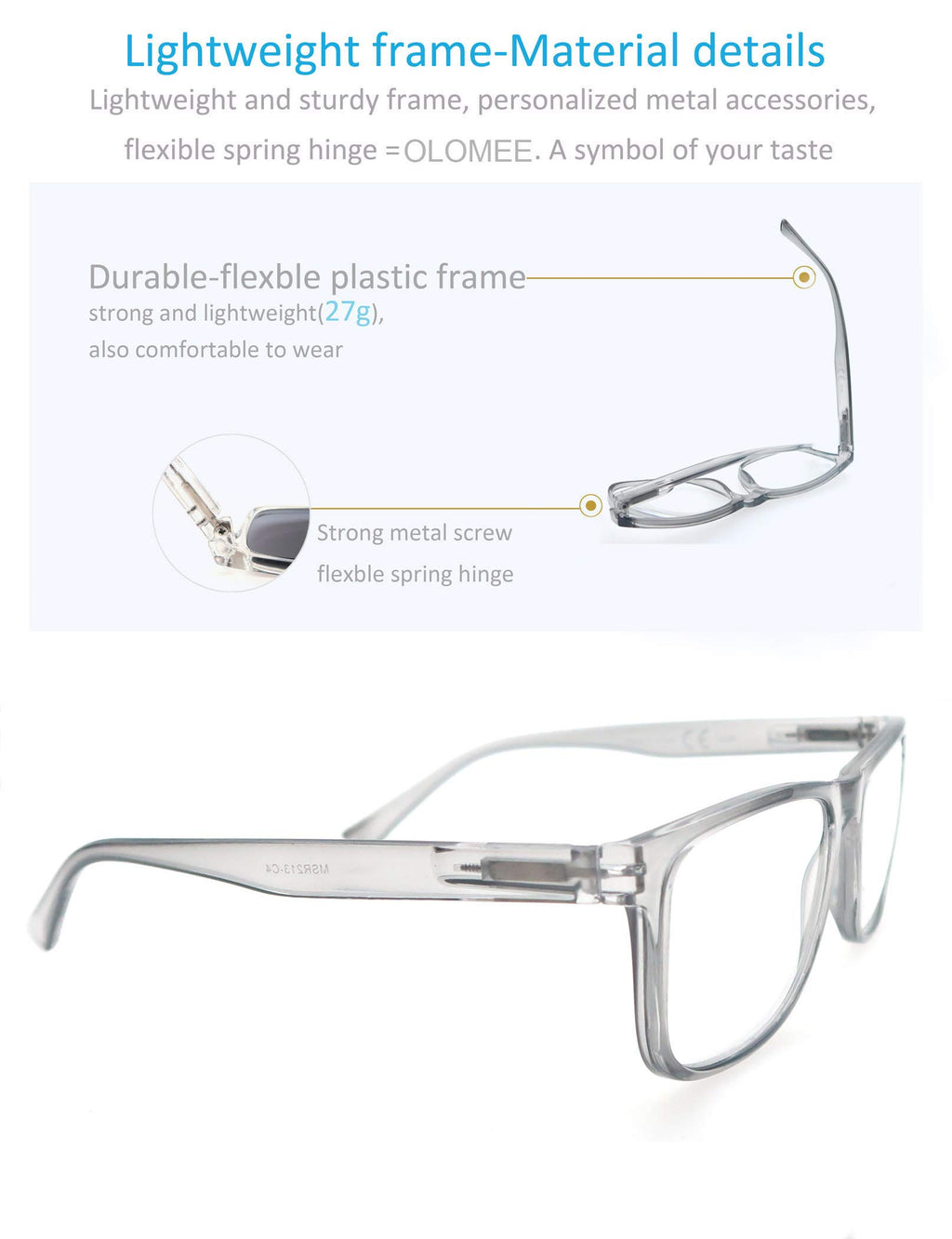 OLOMEE Blue Light Blocking Reading Glasses Mens Large Wide Oversized Square Computer Readers Glasses +1.75 for Men with Big Head/Large Face 4 Pack