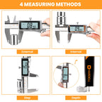 HARDELL Digital Caliper, Rechargeable Calipers with Backlight, Digital Caliper 12 Inch with All Metal Dial, Auto-Off Digital Micrometer, Inch/MM/Fraction for DIY/Household/3D-Printing