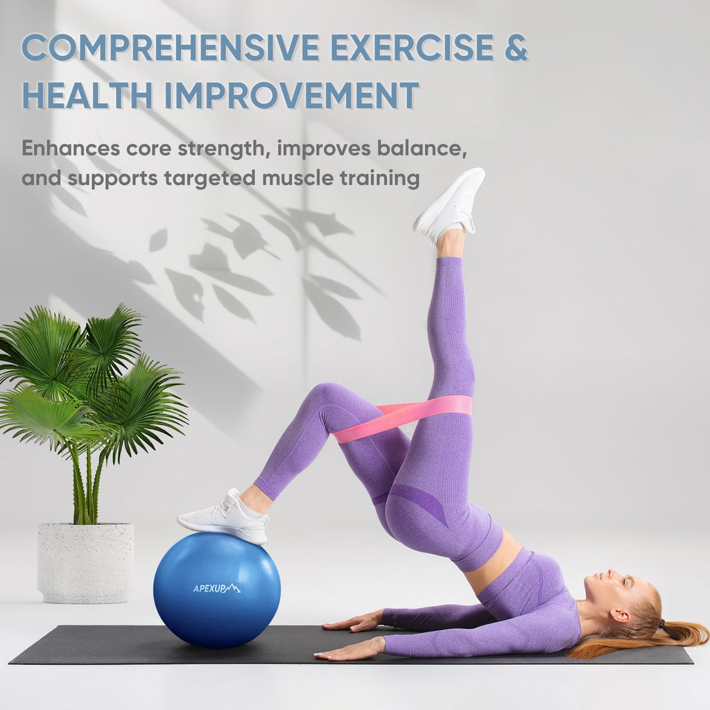 APEXUP Yoga Ball Exercise Ball, Heavy Duty Pilates Ball for Fitness, Balance, Core Workout, Physical Therapy (XXS (9") 23cm, Blue)