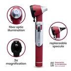Zyrev ZetaLife Otoscope - Ear Scope with Light, Ear Infection Detector, Pocket Size (Maroon Color)