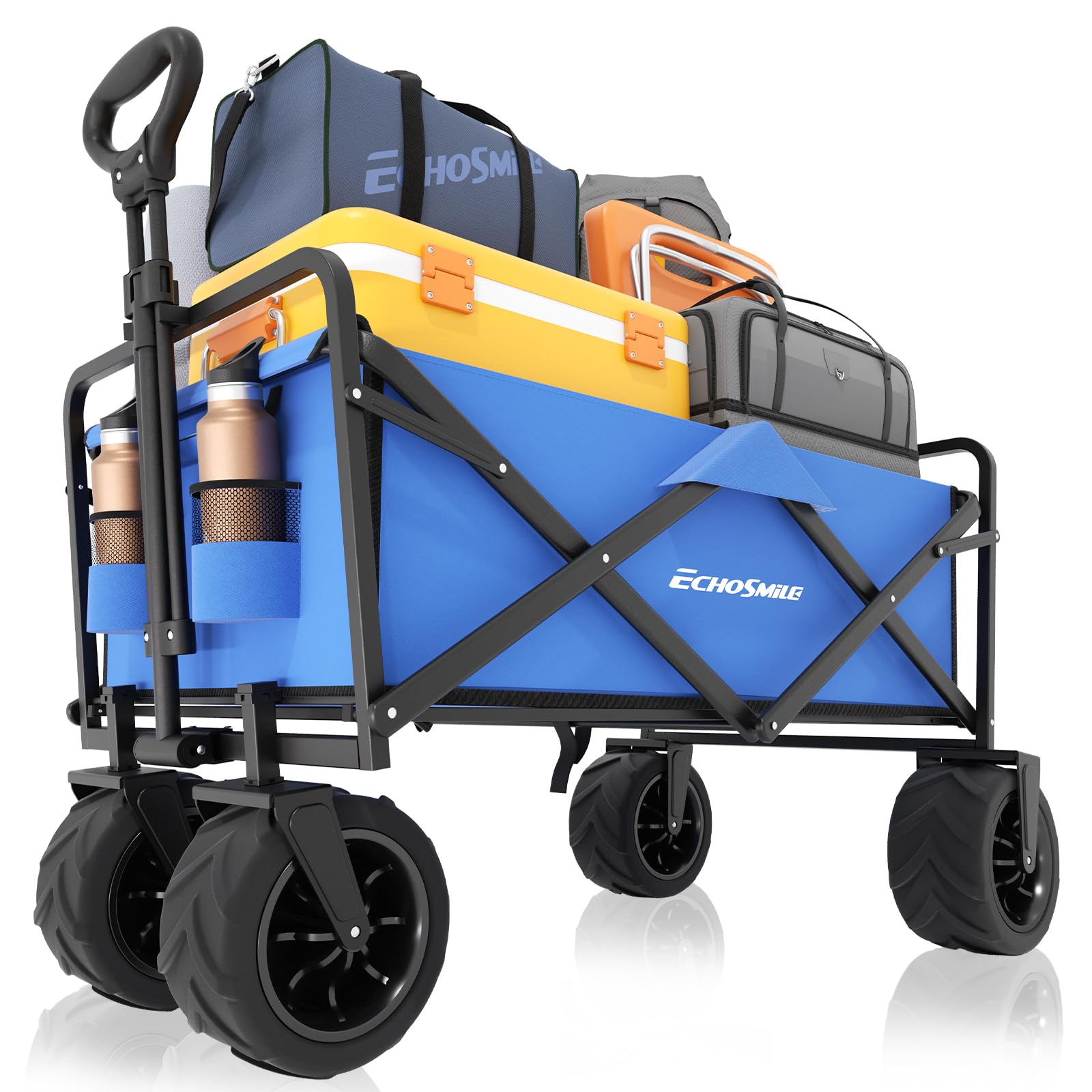 EchoSmile Wagons Carts Foldable Heavy Duty 350L Capacity for Camping, Blue