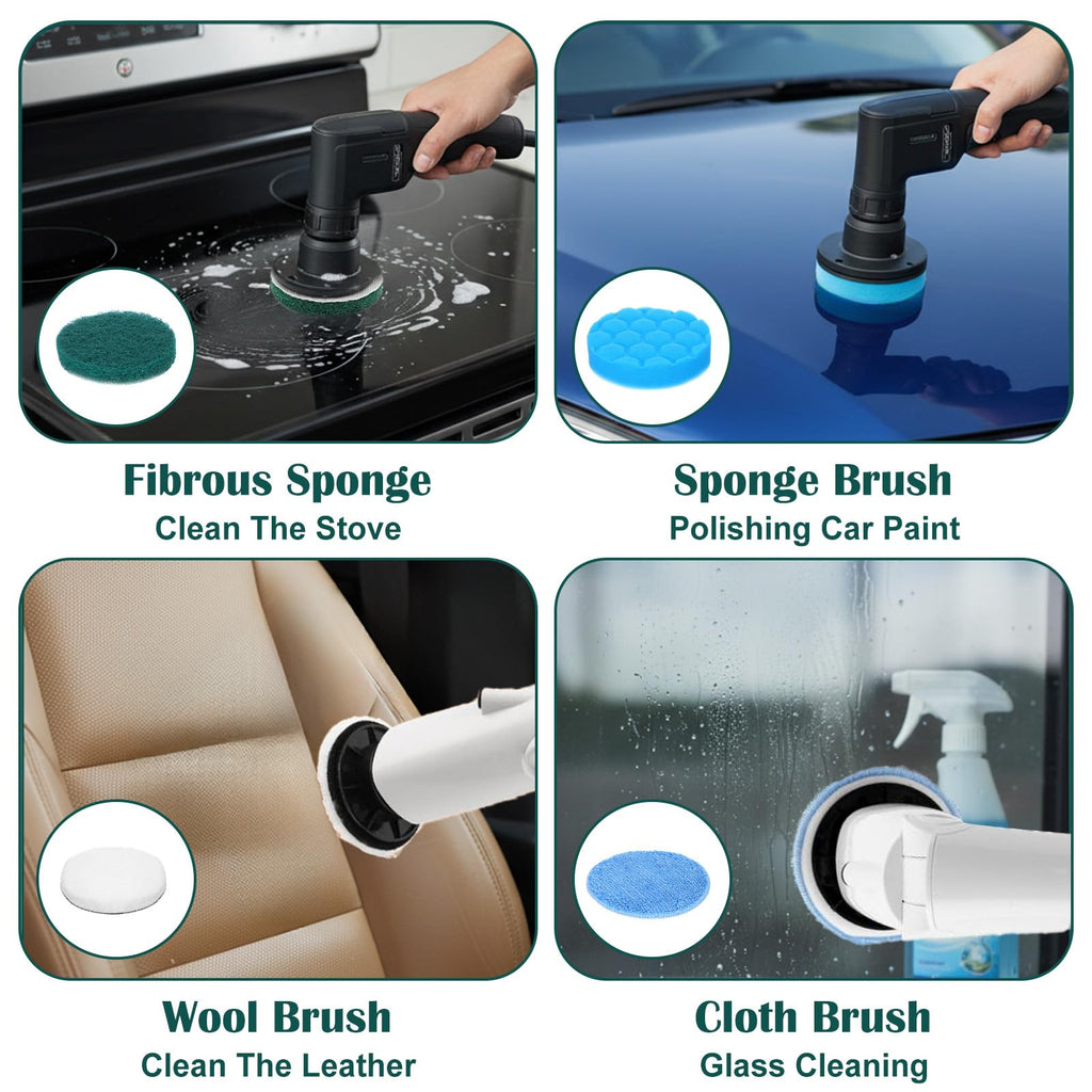 Ckhoid 12Pcs Brush Heads Set, Cordless Electric Spin Scrubber Replaceable Brush Heads, Cordless Buffing Bonnet Pad for Household Cleaning Brushes, Bathroom, Floor, Tile, Car