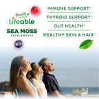 Lifeable Irish Sea Moss Gummies Supplement for Men and Women, Thyroid Support with Bladderwrack, Burdock Root and Ashwagandha, Berry Flavor, Vegan, Gluten Free, 60 Count