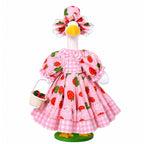 Strawberry Porch Goose Outfits Summer Lolita Goose Outfit Cute Lawn Goose Clothes with Hat Basket Strawberry Geese Accessories Fits 23" Cement Plastic Goose Statue for Outdoor Garden Yard Patio Decor