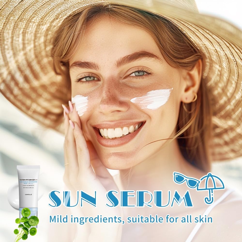 2 Pcs Centella Sunscreen,Lightweight HydratingSPF50 Centella Sunscreen for All Skin Type and UV Defense.