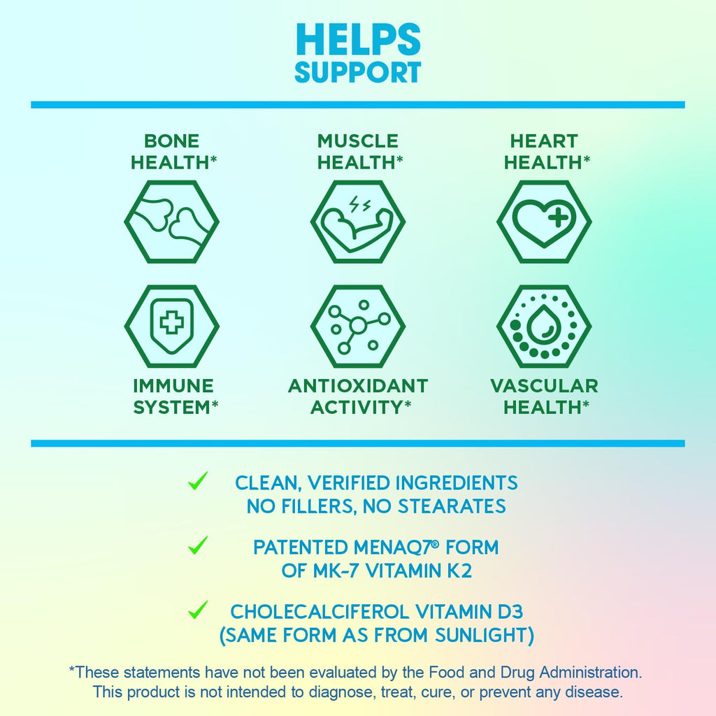 BioEmblem Vitamin D3 K2 Capsules (5000IU and 200mcg) - Patented MK7 and MK4 for 3-in-1 Complex Support - Vegetarian Vitamin D K2 Supplement for Teeth, Heart, Immune System - Non-GMO, 90 Caps