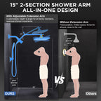 Veken 11.8" Rain Shower Head with Handheld, High Pressure Handheld Shower with Multi Spray Modes, Rainfall Combo with 15" Metal Extension Arm, Detachable Dual Shower, Bathroom Decor, Chrome Silver