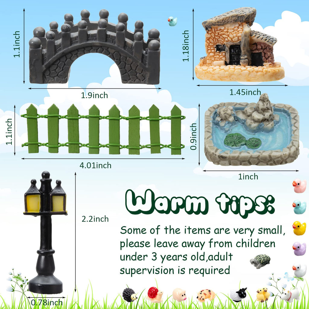 Tuanse 248 Pcs Miniature Fairy Garden Accessories with Mini Resin Animals