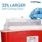 Oakridge Products Sharps Container for Home Use and Professional 5 Quart (5-Pack), Biohazard Needle and Syringe Disposal, Mailbox Style Lid, CDC Certified