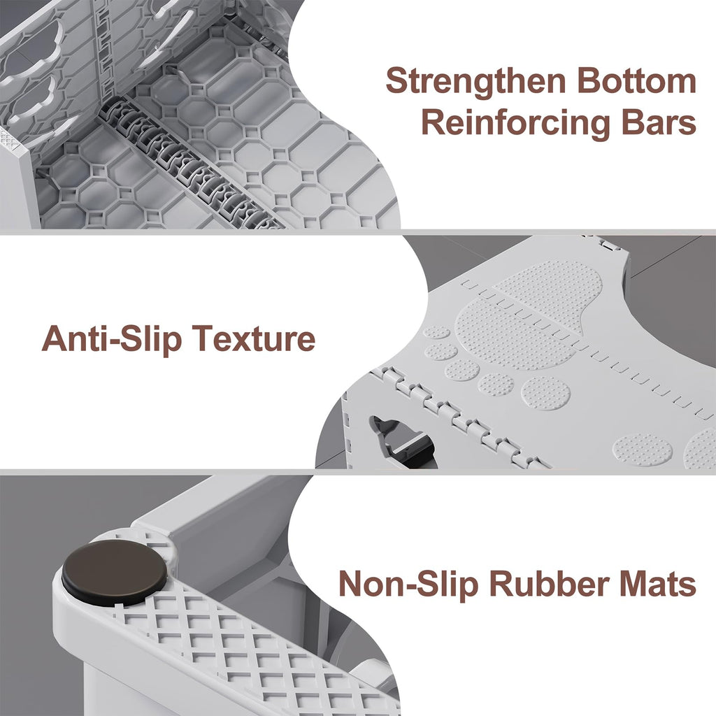 WBKATN Foldable Toilet Stool Squat, 7 Inch Healthy Squatting Potty for Adults with Anti-Slip Feet, Portable Travel Poop Stool Adult, Lightweight & Easy Storage Bathroom Toilet Step Stool, Gray