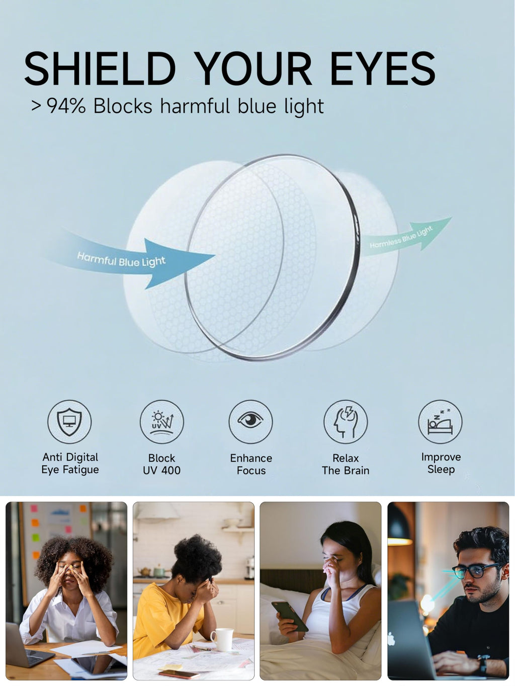 Icesor Retro Siren Sytle Blue Light Blocking Glasses Lightweight Siren Style Protection Anti Eyestrain TV Computer Gaming for Women Men