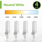 KOR - (4 Pack 13 Watt Double Tube - 2 Pin (GX23-2) Base - 3500K CFL-Plug-in Replacement for Sylvania 21117/20691 - CF13DD/827/ECO - GE 97588 - F13DBX23/835/ECO - Philips 383125 PL-C13W/35/USA/ALTO.