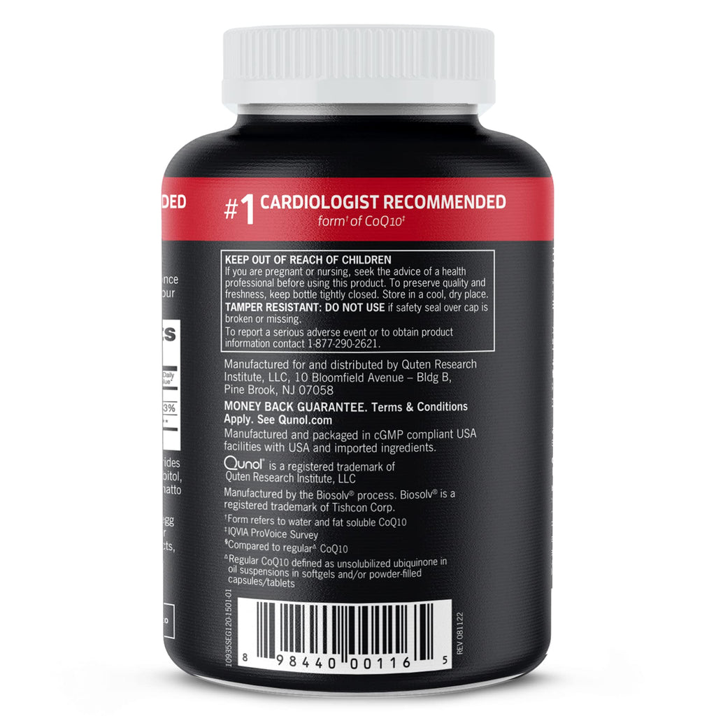 Qunol Ultra CoQ10 100mg, 3x Better Absorption, Patented Water and Fat Soluble Natural Supplement Form of Coenzyme Q10, Antioxidant for Heart Health, 240 Count Softgels