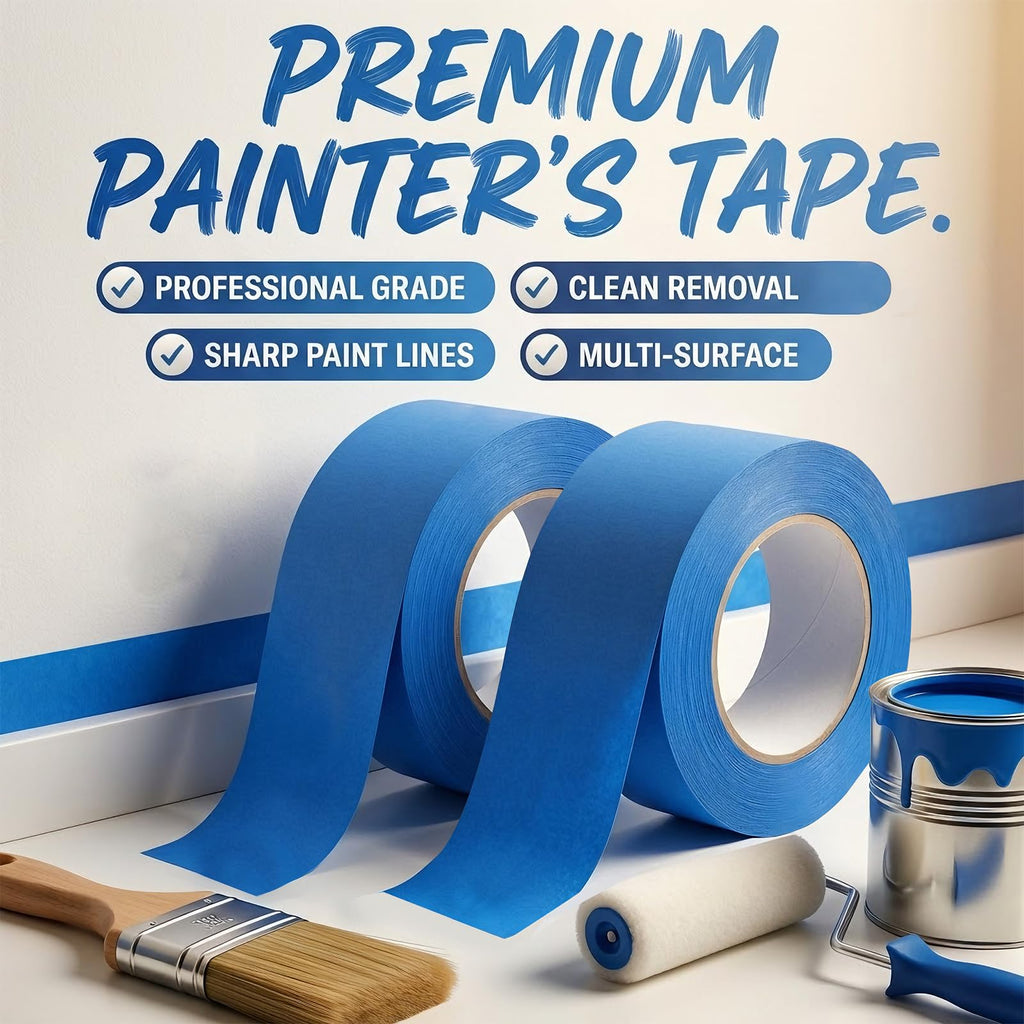 Duccinp Blue Painters Tape 2 Inch Wide, 4 Rolls Masking Tape 1.89 Inch x 55 Yards – Strong Adhesion Painter’s Tape, No Residue Blue Masking Tape for Painting, DIY, Packaging & Multi-Surface Use