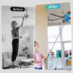 DRQ Ceiling Fan Cleaner Duster, 2 Pack Reusable Microfiber Duster with Extension Pole, 13 to 48 Inch Fan Blade Cleaner, Removable Dusters for Cleaning Walls Bookshelves Door Window Top (Blue)