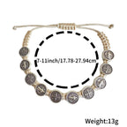 12pcs St Benedict Bracelets Nature Color String Saint Benedict Rosary Bracelet Medalla De San Benito Catholic Gift For Men Women (Nature Color)