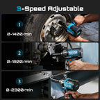 Seesii Upgraded Cordless Impact Wrench 885Ft-lbs (1200N·m): 1/2" Impact Gun with Detachable Side Handle, 21V High Torque Power Impact Driver 2x 4.0Ah Batteries for Family Car/Pickup Truck/Mower
