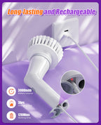 NBONEBS Electric Spin Scrubber, Cordless Shower Scrubber Rotary Floor Brushes & Pad Drivers with 6 Brush Heads - 2H Dual Speed, IPX7 Waterproof Extension Handle for Bathroom Tile Car Cleaning