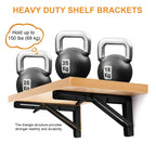 Storystore Folding Shelf Brackets - 8 Inch Heavy Duty Metal Collapsible Shelf Bracket for Bench Table, Shelf Hinge Wall Mounted Space Saving DIY Bracket, Max Load: 150 lb (4 PCS, Black)