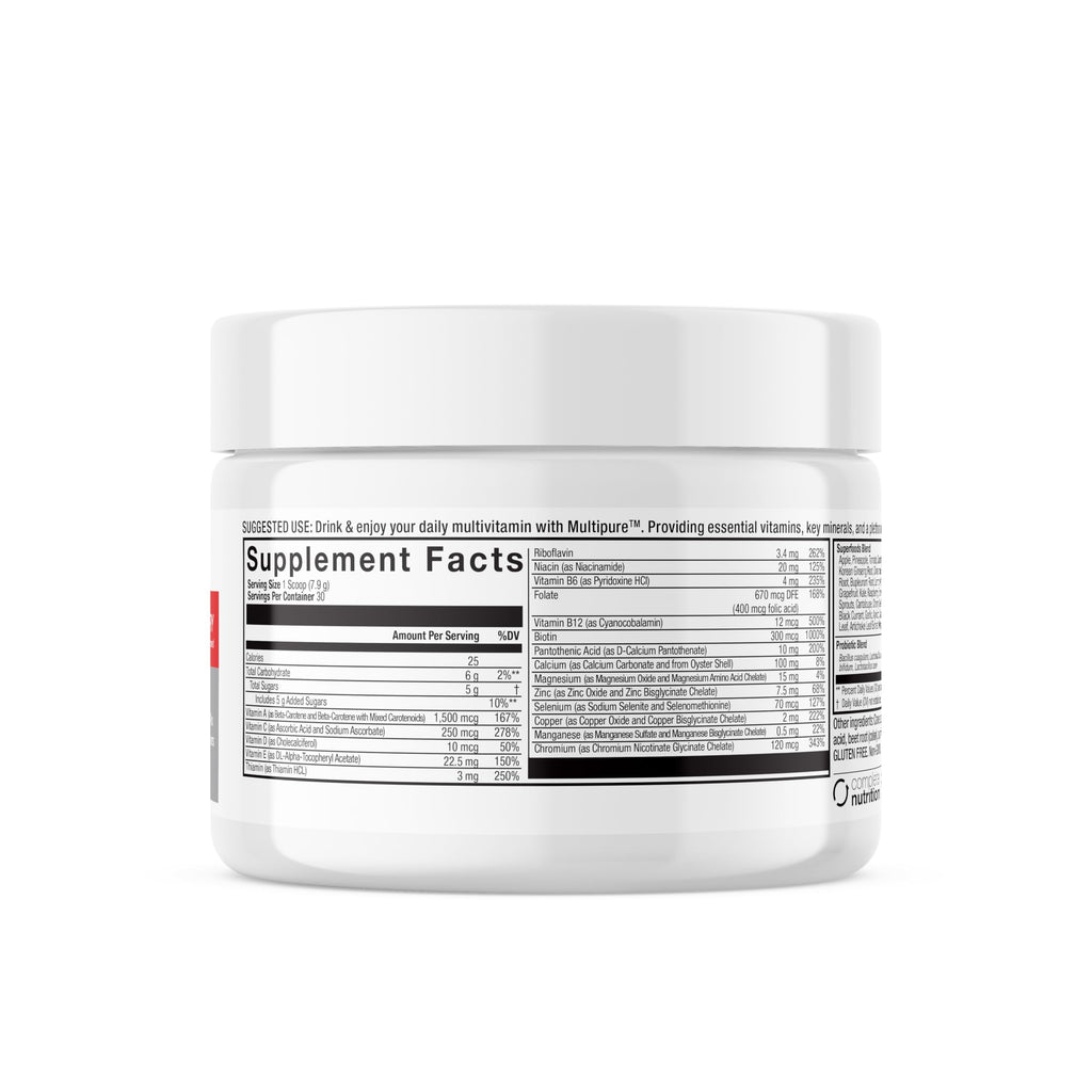 Complete Nutrition Reclaim Multi Pure – Daily Vitamin & Mineral Drink Mix with Digestive & Immune Support – Natural Fruit Flavored Fruit & Greens Powder Supplement – 30 Servings