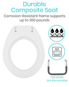 Vive Raised Toilet Seat Riser for Seniors (with Handles) - Handicap Rail Grab Bar Seat for Over Toilet - Elevated Safety for Elderly, Disabled, Medical - Standard