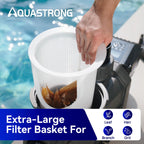 Aquastrong Variable Speed Pool Pump In/Above Pool Pump Energy Efficient High Flow Powerful Self Primming Swimming Pool Pumps with Filter Basket,Matta Black