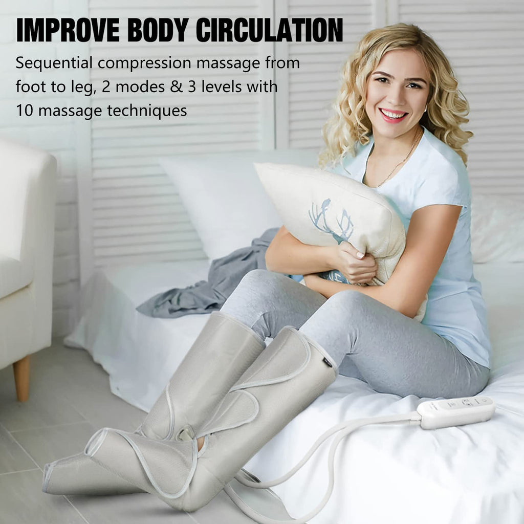 FIT KING Air Compression Leg Massager, Pneumatic Compression Boots for Circulation & Pain Relief, Swelling, Edema, RLS - Foot and Calf Massager Gift for Mom Wife