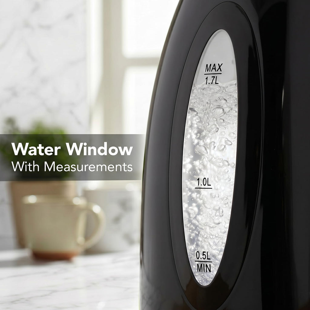 OVENTE 1.7L Electric Tea Kettle, Fast Boiling Water Heater, Black KP72B