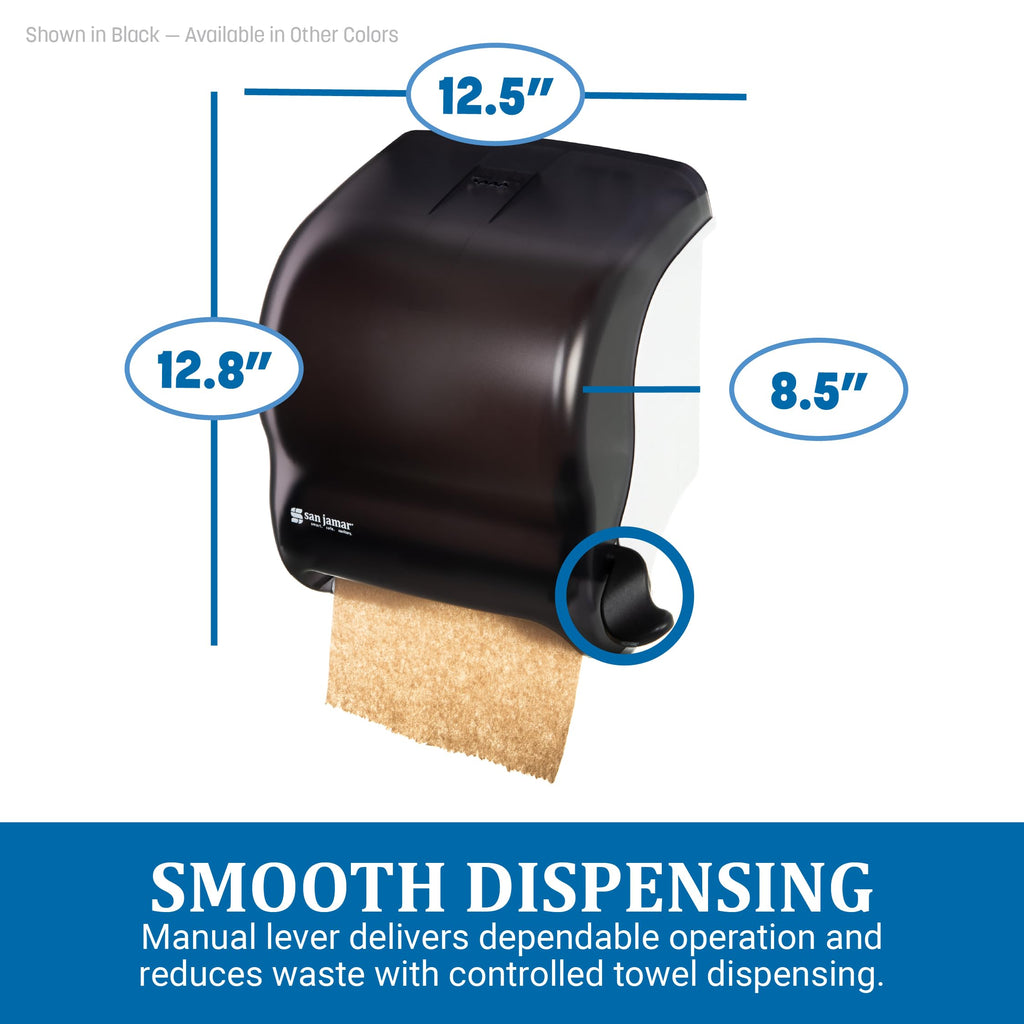 San Jamar Element Paper Towel Dispenser, Manual Lever Roll for Bathroom and Kitchen, 12.75" x 12.5" x 8.5", 1 Count, Black Pearl