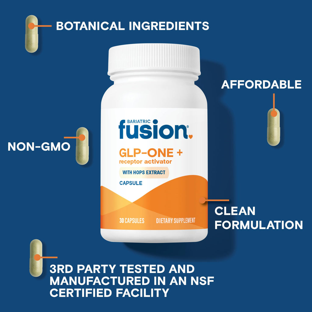 Bariatric Fusion GLP-1 Plus | GLP Activate Receptors to Feel Full Faster and Longer* | Natural Supplement with Copaiba and Hops Extract | Gluten Free and Vegan GLP1 Supplement | 30 Capsules