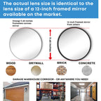 11.65 Inch Frameless 1.8mm Thick Acrylic Convex Mirror - Adjustable Wide Angle View Indoor Security Mirror for Garage Parking Warehouse Office and Corner Security Traffic