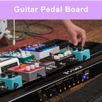 Guitar Pedal Board with Built-in Power Supply 24x1.9x12.5" 3.6LB Pedalboard, Aluminium Alloy Isolated Power Supply Power Pedal with Cable,Charger,40 * 1.2 Inch Self Adhesive Hook Loop Tape Cable Ties