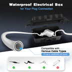 FLEMOON IP55 Outdoor Electrical Box Waterproof with Detachable Awning Covers, 7.1 * 3.9 * 2.4 inch Weatherproof Extension Cord Cover, Easy Installation for Outdoor Plug, Outlet, String Lights, Black