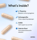 SEHATU Relax Plus Stress Relief Supplement | with GABA, L-Theanine, Ashwagandha, Valerian Root | Supports A Relaxed Mood and Restful Sleep | 60 Count | 30 Day Supply