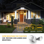 LUTEC 6222W-D2D 3500 Lumen 32 Watt Dusk to Dawn Dual-Head Flood Light Outdoor Waterproof Exterior Security Wall Light, Full Metal Design Floodlight for Patio, Garden, Yard-White