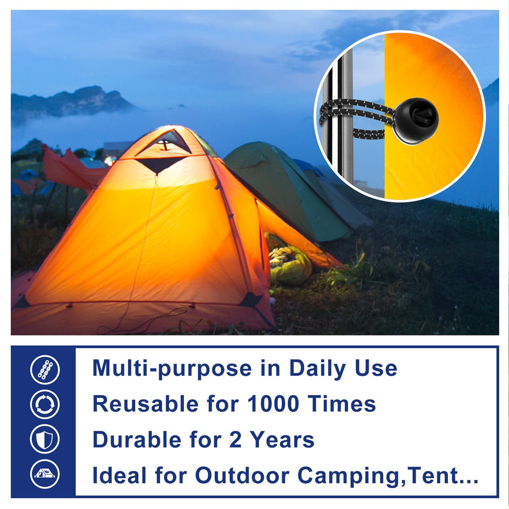 Bungee Balls 12 inch,50 pcs Tarp Bungee with Balls for Canopy, Camping Tarp, Shelter,Cargo,Tent Poles UV Resistant