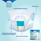 TENA Stretch Ultra Briefs, Incontinence, Disposable, Heavy Absorbency, Large/XL, 36 Count, 2 Packs, 72 Total