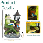 SAMPU Craft Reading Frog Solar Garden Statue with Lantern Light