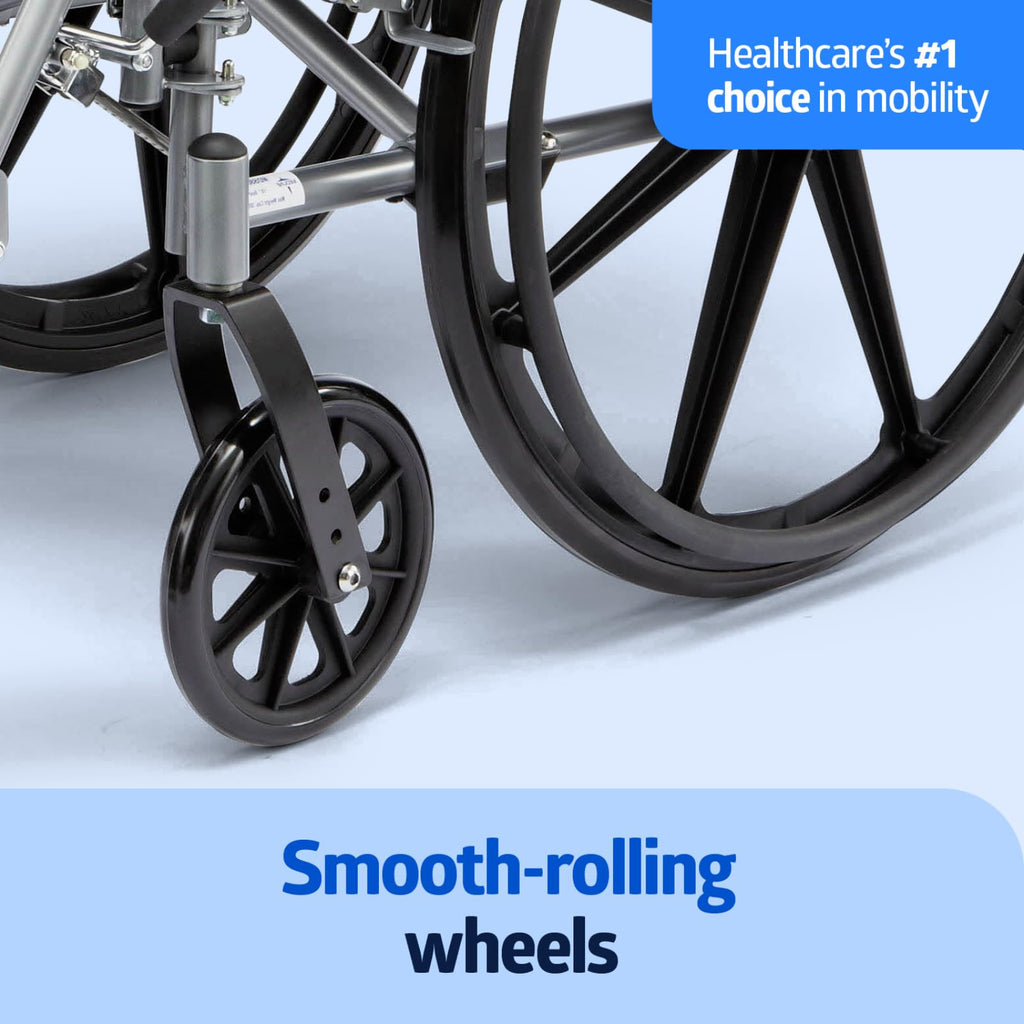 Medline Lightweight Wheelchair for Adults With Swing-Back, Desk-Length Arms, Elevating Leg Rests; 20" x 16"D Seat