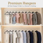HOUSE DAY Black Velvet Hangers 60 Pack, Premium Non Slip Clothes Hangers