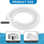 Pool Hose Compatible with Bestway Above Ground Pools, Pool Filter Hose Replacement, 1.25 x 59 Inch Pump Hoses, Compatible with Intex Pump Models 607, 637, 2 Pack 1 1/4 Hoses with 4 Metal Clamps