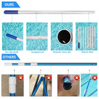 Poolvio Pool Deep Skimmer Net with 3ft - 10ft 1.0mm Thick Adjustable Aluminum Pole & Fine Mesh Bag Leaf Skimmer Rake Net for Above Ground & Inground Swimming Pools, Removes All Debris
