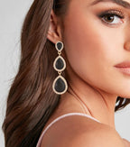 Black Earrings for Women, Vintage Rhinestone Teardrop Statement Earrings