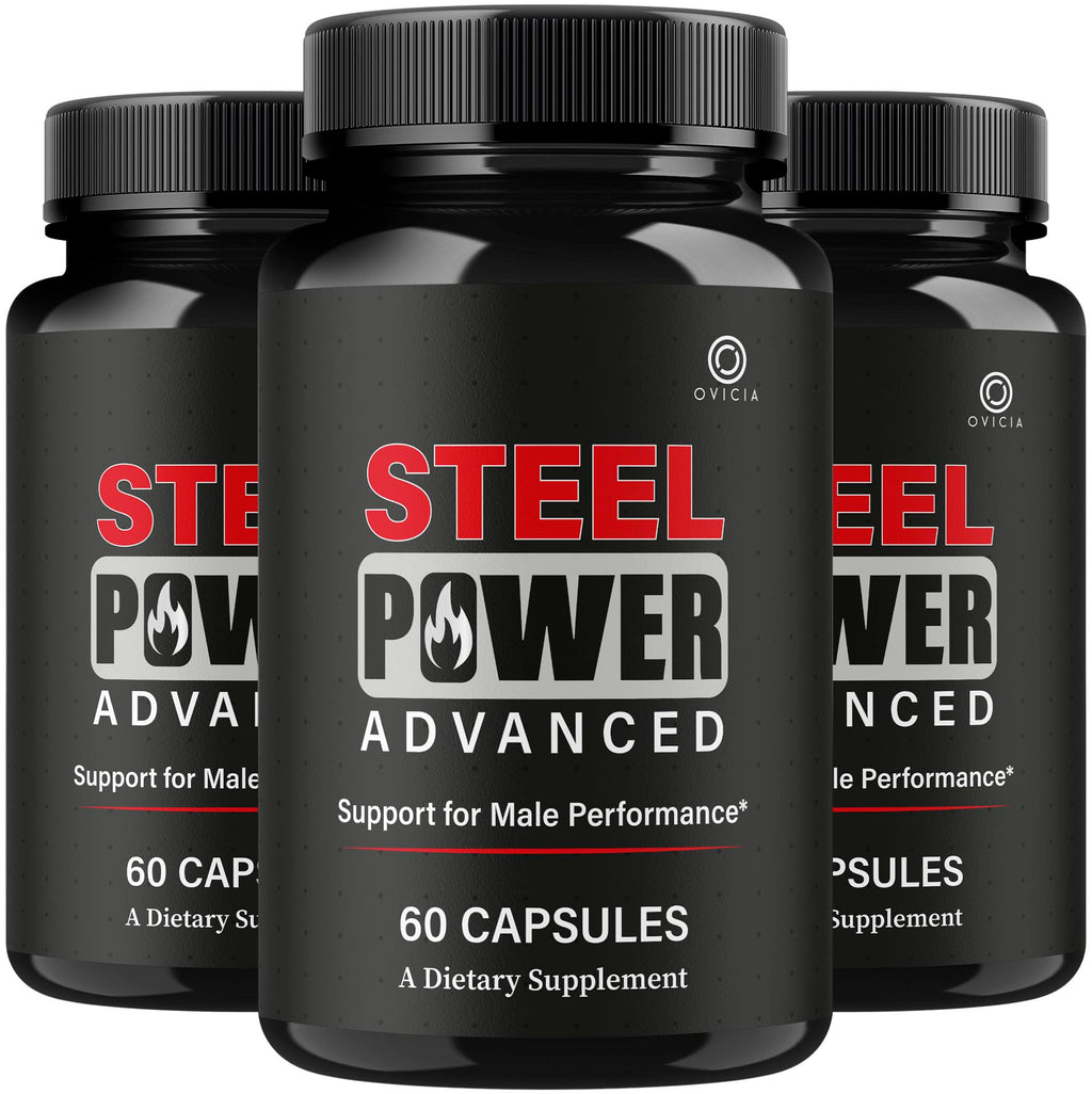 (3 Pack) Steel Power - Steel Power Pills All Natural Maximum Strength, Daily SteelPower Capsules Premium Advanced Support Formula for Overall Health & General Wellness, 180 Capsules for 3 Months
