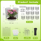 10 Pack Plant Protectors from Animals Wire Plant Protector Cage to Keep Animals Out with Zip Ties & Stakes, 30 Panels Bendable Metal Mesh for Flowers Vegetables