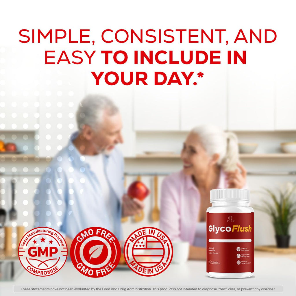 GlycoFlush - GlycoFlush Capsules Advanced Formula All Natural Ingredients Support Daily Pills Maximum Strength Vitamins for Health and General Wellness Reviews, 60 Capsules for 1 Month