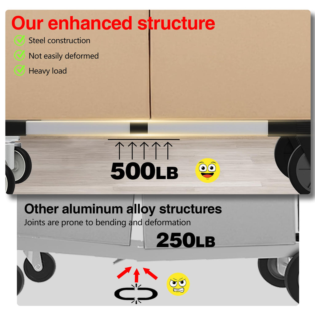 Suzhi Convertible Hand Truck Dolly Cart with Wheels Heavy Duty/with 4 Wheels / 500Lbs Load, 2 Straps for Furniture/Appliance/Carton/Warehouse/Office/no Need to Install, Easy to fold as Video