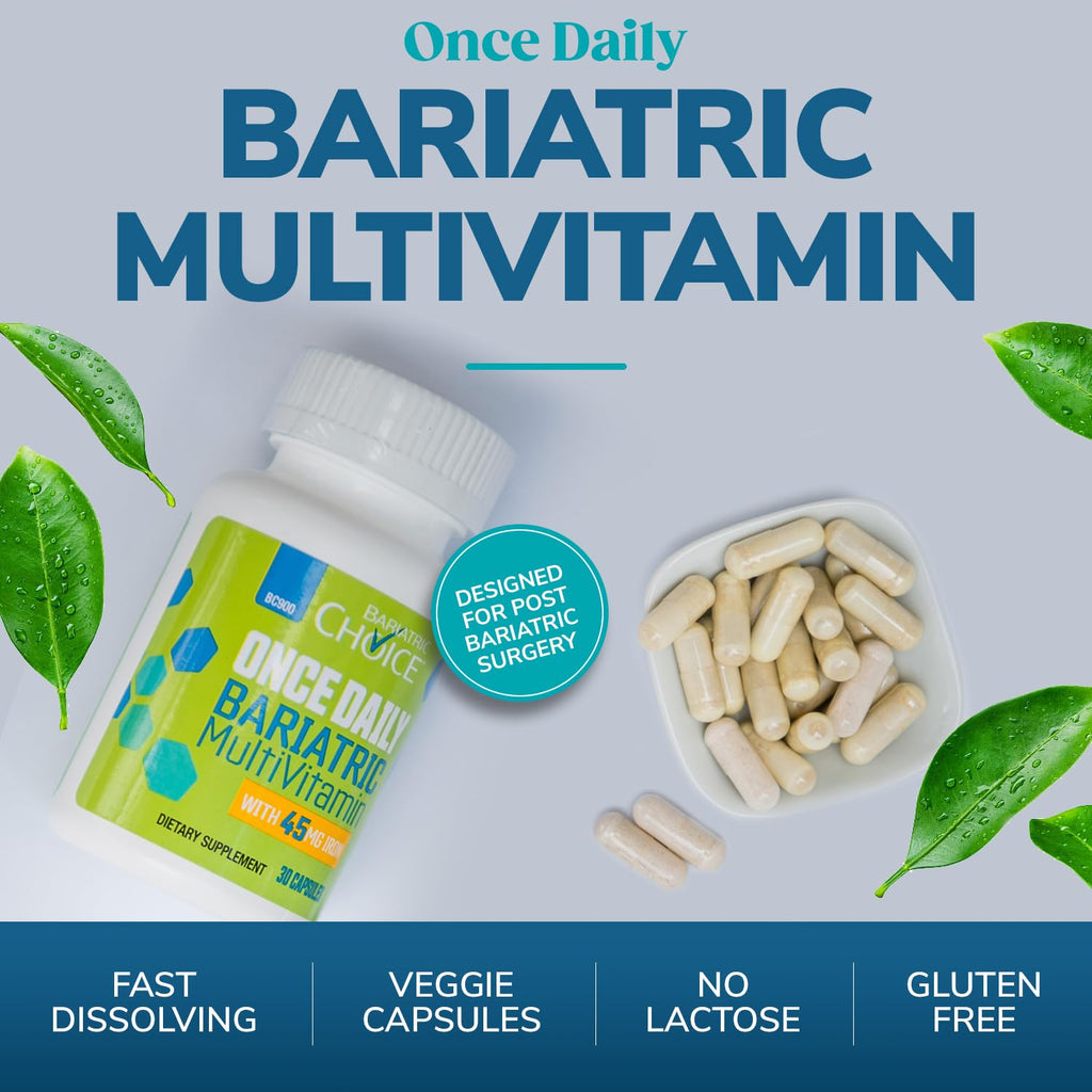 Bariatric Choice Once-Daily Bariatric Multivitamin with 45 mg of Iron | Easy to Swallow Capsule | Vitamin for Bariatric Surgery Patients | 30 Count (1-Month Supply)